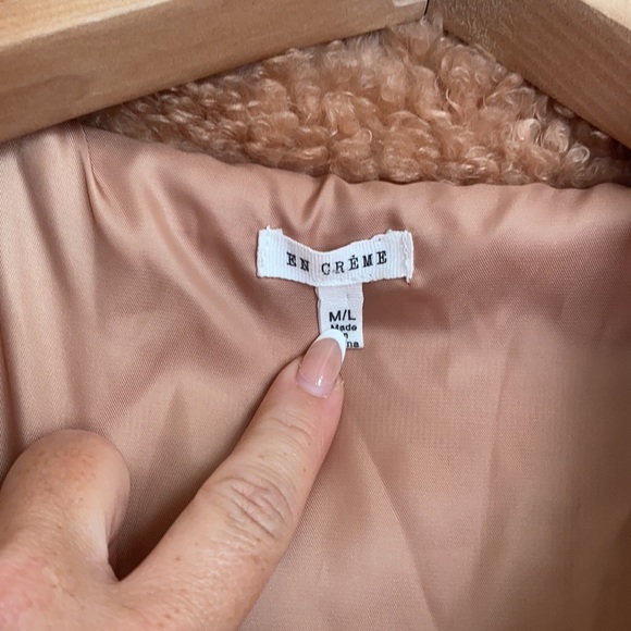 En Creme Chenille Blush Nude Fluffy Jacket Coat - Picture 6 of 7